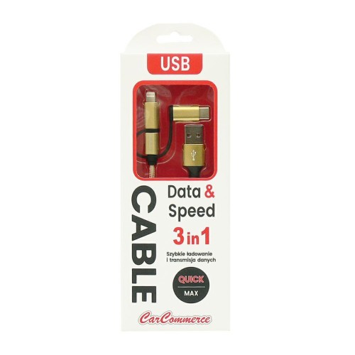 ΚΑΛΩΔΙΟ 3σε1 USB->Micro USB / Iphone / USB-C CARCOMMERCE