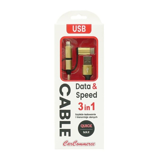 ΚΑΛΩΔΙΟ 3σε1 USB->Micro USB / Iphone / USB-C CARCOMMERCE